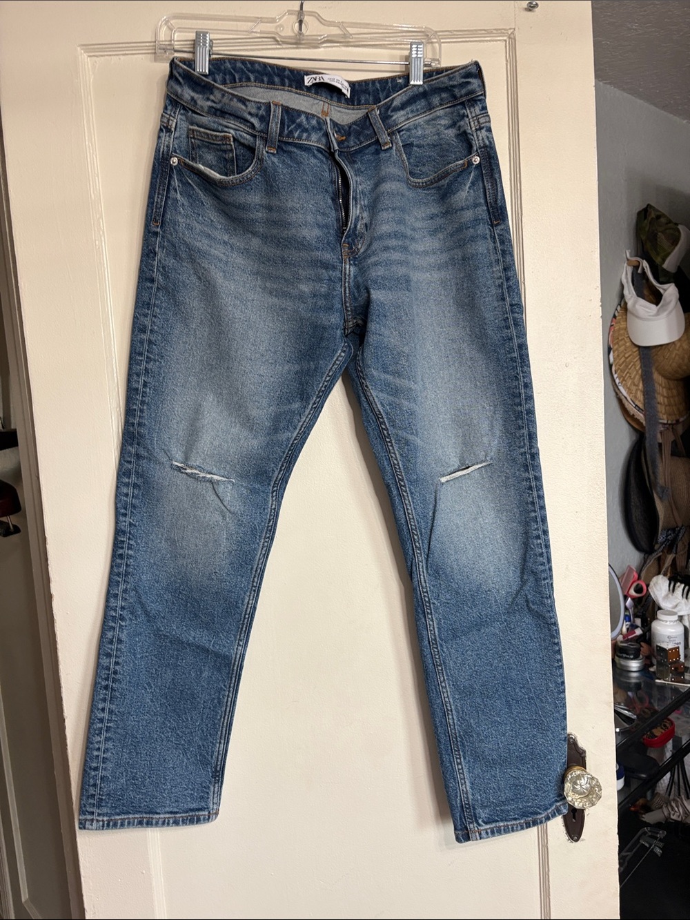 Zara Women’s Straight-Leg Blue Denim Jeans